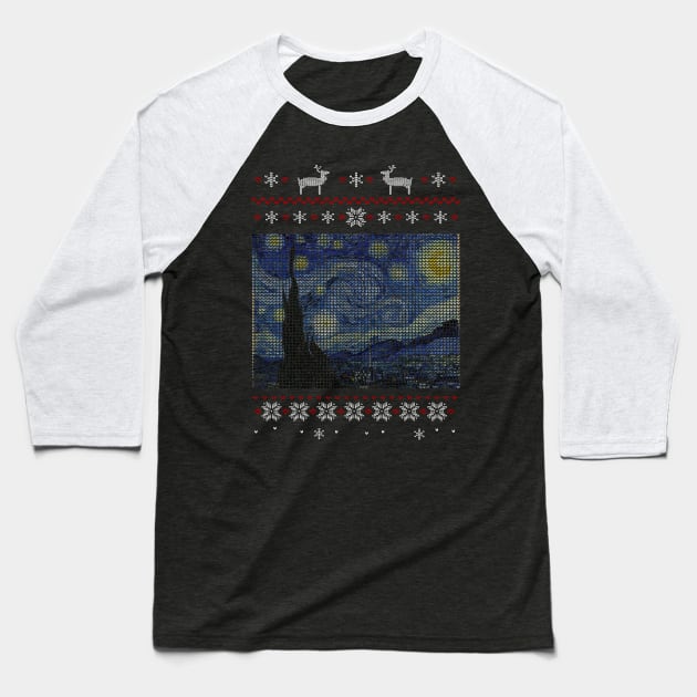 starry night ugly christmas Baseball T-Shirt by FandomizedRose